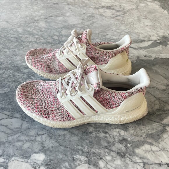 adidas Performance Boost Lace up Running Shoes White Red 7.5 - Picture 2 of 12